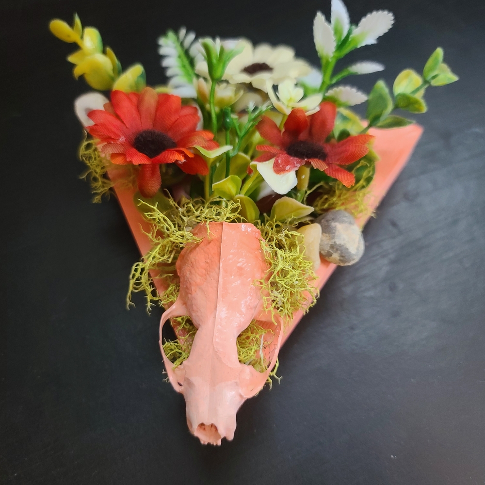 Floral Skull Mixed Media Art Piece